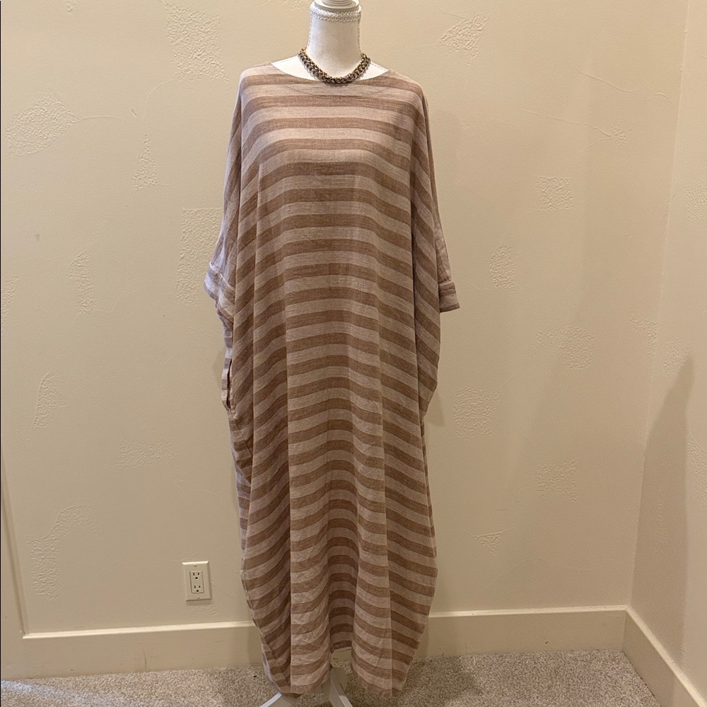 Striped Beige & Cream Maxi Dress - Relaxed Women’s Dress